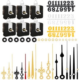 6 piezas de mecanismo de movimiento de cuarzo de alto par para reloj de pared con 6 pares diferentes de manecillas de reloj para bricolaje, reloj de pared, manualidades, reparación de piezas de reloj de 21,5 mm