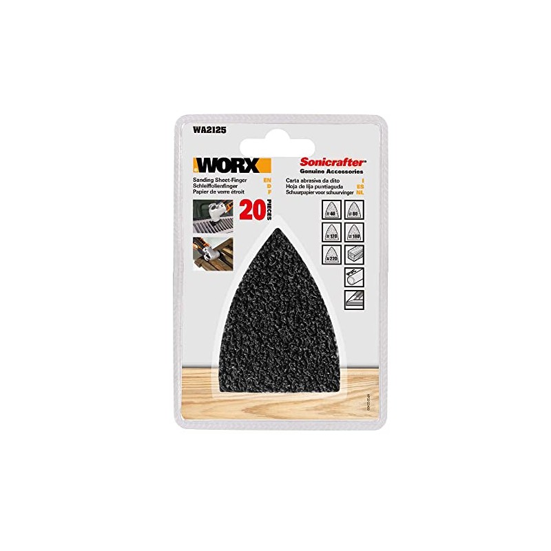 Worx WA2125 4 Sheets of 40/80/ 120/180/ 220 Grit Sonicrafter