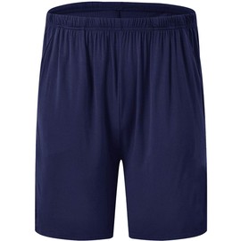 JINSHI Sleeping Pajama Bottoms for Men Soft Modal Stretch Boxer Sleep Lounge Shorts, Navy, Size XL