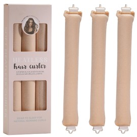 Nicboee Rizador de Pelo Sin Calor para Mujer, de Satén Suave, Ideal para Dormir, Ideal para Secar Durante La Noche Y Crear Rizos para Todo Tipo de Cabello (3 Unidades, Beige)