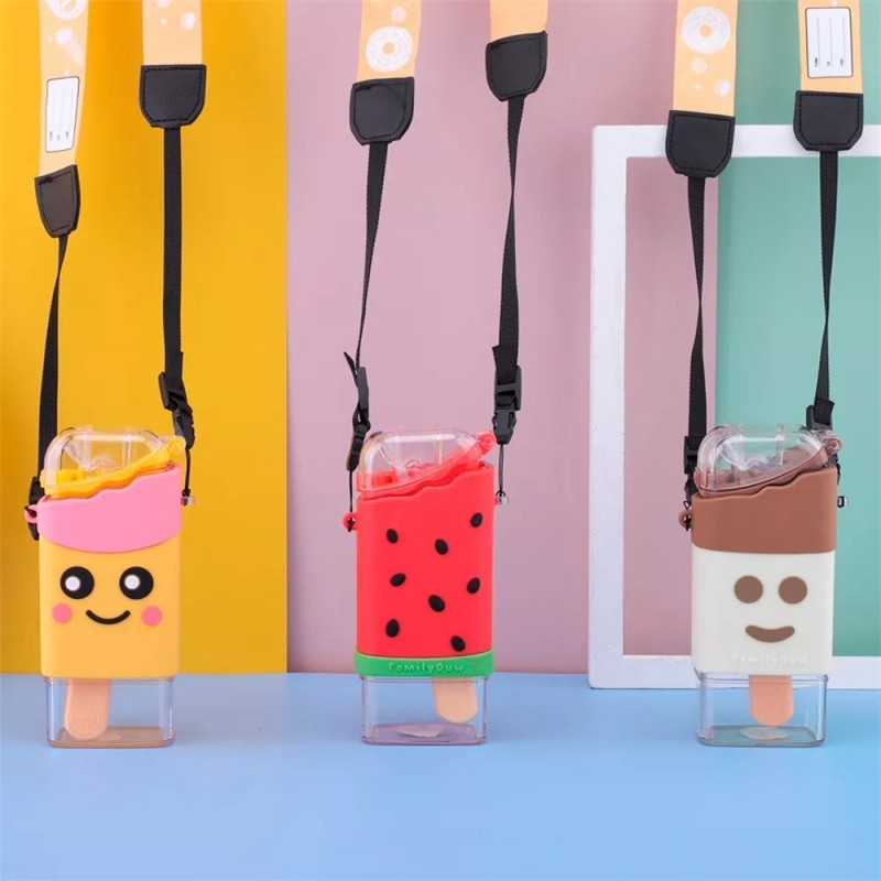 FRUTAS Botella Agua Frutas Paleta Kawaii Lonchera Lunch Vaso Toper