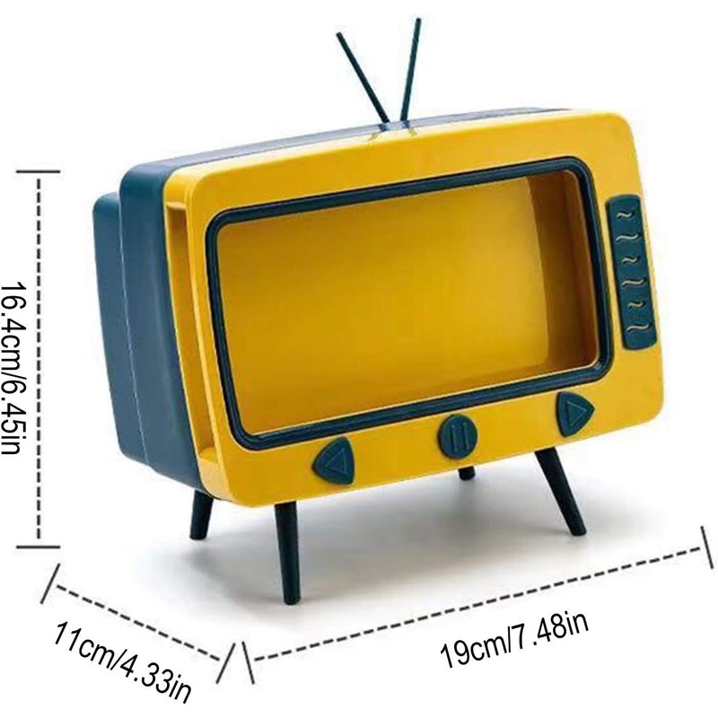 Retro TV Tissue Box Multi Storage Container, Mobile Phone Stand