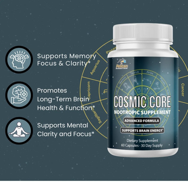 Pelican Vitamins COSMIC CORE- Brain Support- 2 Bottles- 120 Capsules