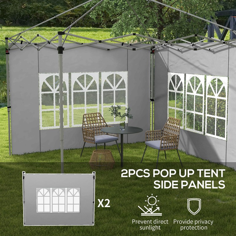 Outsunny Gazebo Side Panels with Window for 3x3(m) or 3x4m