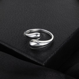 ALEXCRAFT Sterling Silver 925 Rings for Men and Women, Hypoallergenic, 14K Gold Plated, Simple Open Adjustable Rings, Chunky Chunky Thick Large Smooth Tear Water Drops, Thumbs, Fingers, Hugging Rings