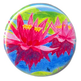 Pink Water Lillies in the Pond Flat Art Pocket Mirror