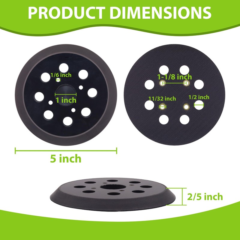 5-Inch Sander Replacement Pad, Hook and Loop Sanding Pad Compatible