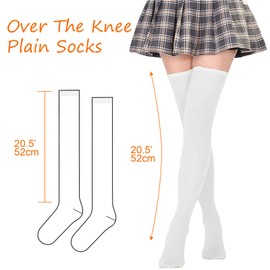UILYNIU 3 Pairs Ladies Girls Extra Long Socks Thigh High Socks, Over The Knee Socks Slouch Socks Boot Stockings, Over Knee Leg Warmers for Dancing, Cosplay, Stage Performance, Daily Wear (White)