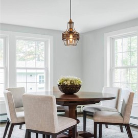 YLONG-ZS Farmhouse Plug in Pendant Light, Glass Hanging Lamp Gold, Vintage Swag Lights with Plug in Cord 16ft for Kitchen Island，Dining Room，Bedroom，Living Room