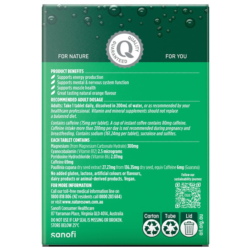 Nature's Own Magnesium + Energy Tablets 60 - w/ B