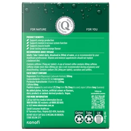 Nature's Own Magnesium + Energy Tablets 60 - w/ B Vitamins, Caffeine; for Energy Production, Mental & Nervous System Function, Maintains healthy Immune System function - Effervescent Orange Flavour