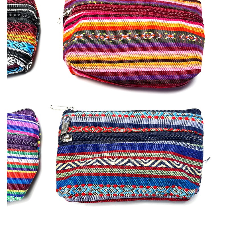 6 Purses Ethnic Printed Small Purse for Coins, Cards, Keys,