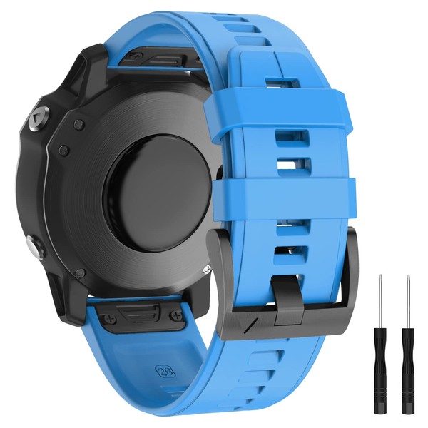 MYSNBKN Compatible with Garmin Fenix 5X Watch Band, 26mm Easy Install Silicone Strap for Garmin Fenix 5X Plus/Fenix 6X/Fenix 6X Pro/Fenix 3/Fenix 3 HR/Descent MK1/D2 Delta PX/D2 Charlie Smartwatch