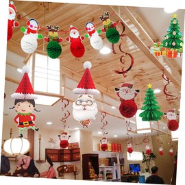 Artibetter 6pcs Christmas Ornaments Holiday Party Ceiling Hanging Garland Ceiling Swirl Hanging Paper Santa Claus Home Decorations Lantern Decor Christmas Decor Honeycomb Hanging Decoration