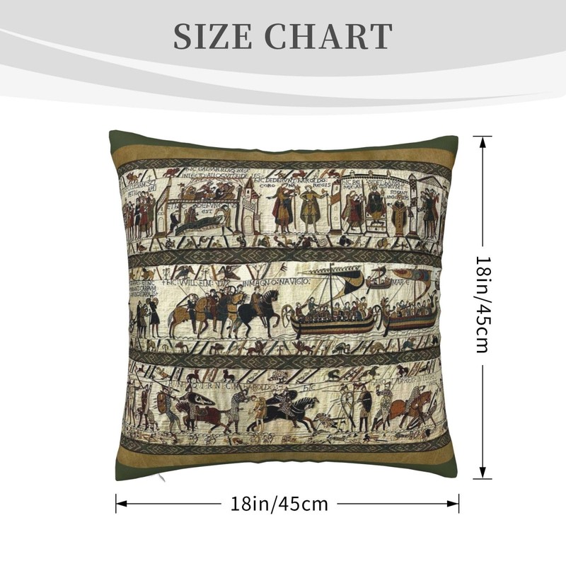 Bayeux Tapestry Throw Pillow Covers 18"X18" Cozy Velvet Square Throw