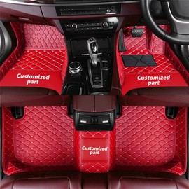 Alfombrillas personalizadas para el piso del coche, personalizables, 95% de conducción, modelo de vehículo, de piel de lujo, para todo tipo de clima, accesorios interiores de coche, color rojo