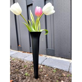 meytrade Flower Vase for Cemetery Grave Vase Modern Grey 34 cm Long Plug-In Vase with Ground Spike Grave Decoration Weatherproof for Roses and Tulips VaseSteck01