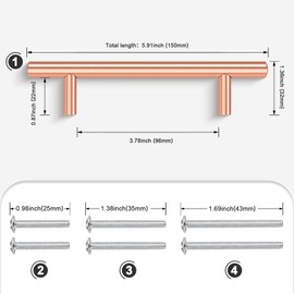 EZRENOVA 15 Pack Rose Gold Cabinet Handles and Knobs - 3-3/4 Inch (96mm) Hole Centers Solid Stainless Steel Kitchen Cabinet Hardware Pulls for Drawers, Dressers & Cabinets - Modern Cabinet Handles