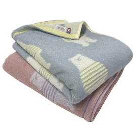 Imabari Towels, Bath Towels, Set of 2, Brand Certified, 23.6 x 47.2 inches (60 x 120 cm), Blue and Pink, Border Bear Pattern, Cute, Fluffy, Absorbent, Quick Drying (1 x Blue, 1 x Pink)