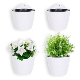 MyGift- Maceta Colgante Hecha de plástico Blanco, Tiene Sistema de autorriego Son pequeñas para Cactus, Hierbas, Flores, Juego de 4
