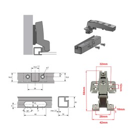 LOOTICH 95 Degree Inner Stop Hinge for Aluminium Frame Doors with Soft Close Hydraulic Damper Automatic Hinges for Aluminium Frame Cabinet Door Kitchen Cabinet Pack of 8