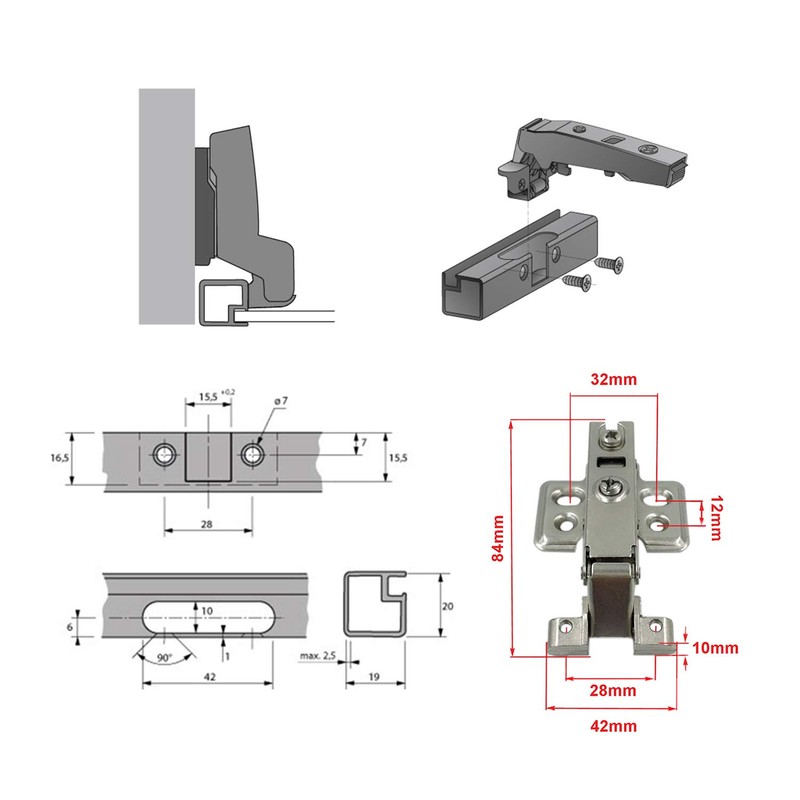 LOOTICH 95 Degree Inner Stop Hinge for Aluminium Frame Doors
