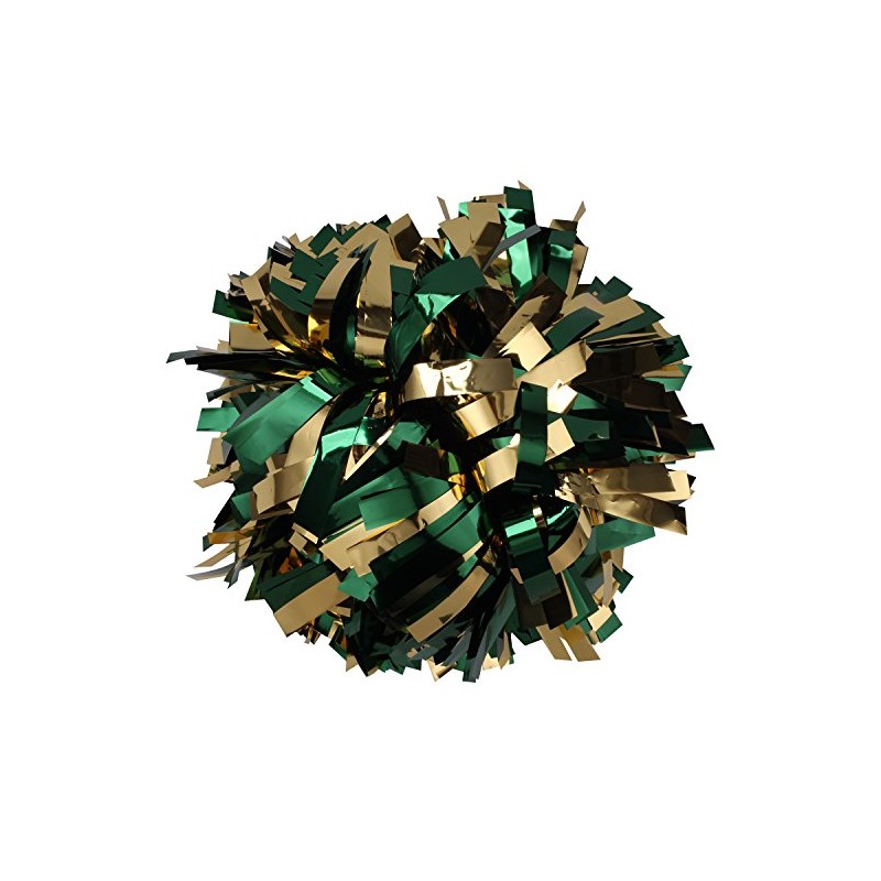 Metallic Cheerleader Cheerleading Pom Poms 6 inch 1 Pair (Forest