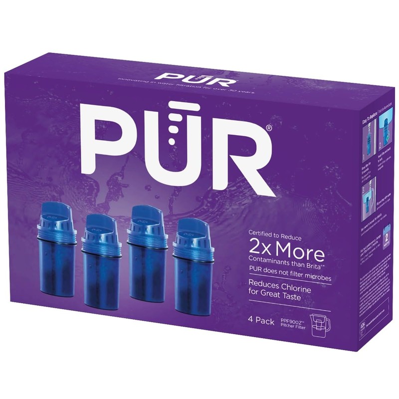 PUR Water Pitcher & Dispenser Replacement Filter 4-Pack, Genuine PUR