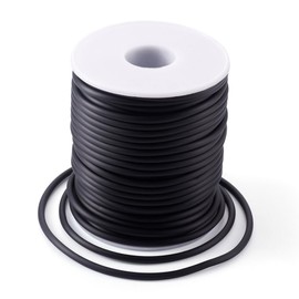 (3mm, Black) - Pandahall 27.34 Yards/Roll 3mm Hollow Pipe Tubuing Rubber Cord with 1.5mm Hole Solid Rubber Tube Cord with Plasic Spool (Black)