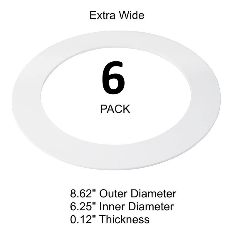 6 Pack Gloss White Goof Trim Ring for 8" Inch