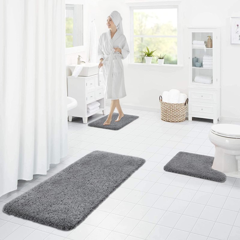 Homaxy Bathroom Rug, Non-Slip Washable Bath Mat, Soft Fluffy Bath