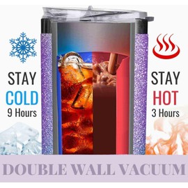 Onebttl Purple Butterfly Gifts with Initial for Butterfly Lovers, 20oz Stainless Steel Tumbler with Alphabet Design, Perfect for Birthday, Christmas, Mother's Day - Glitter A