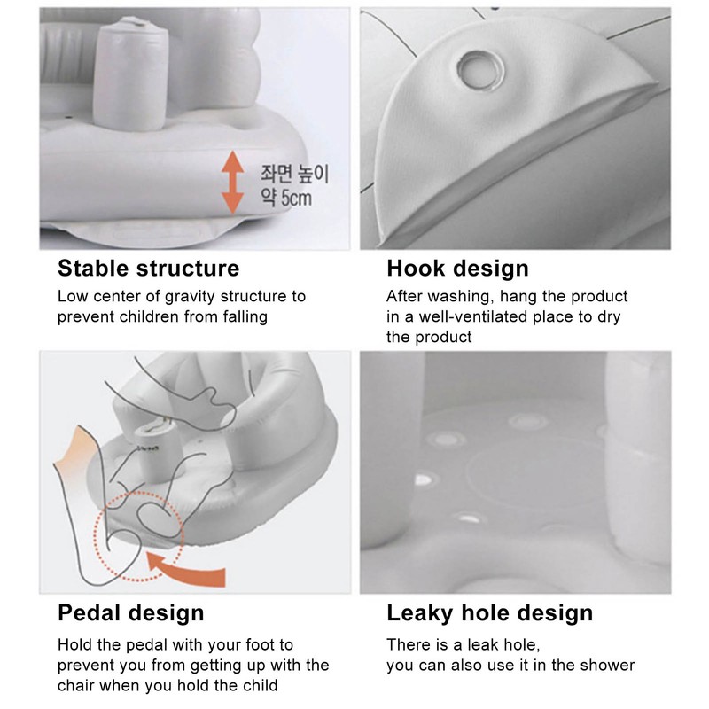 Baby Inflatable Bathing Seat Soft PVC Cartoon Animal Pattern Baby