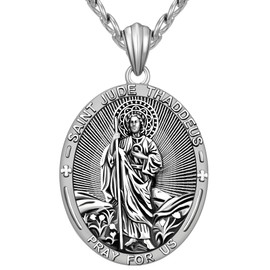 NORBU S925 Saint Necklace for Men, Patron Amulet Saint Medal Religious Gift