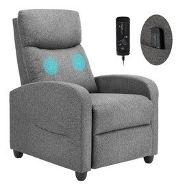 SMUG Recliner Chair for Living Room, Leather Recliners, Home Theater Seating with Lumbar Support with Adjustable Backrest and Footrest, Modern Living Room Furniture with Padded Seat, Grey Seating