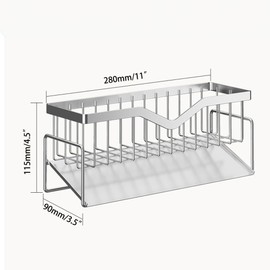MINGFANITY Sponge Holder for Kitchen Sink, Quick Draining, SUS 304 Stainless Steel Sponge Organizer, Basket for Cleaning and Scrub Tool, Kitchen Sink Brush Caddy Holder,Large Size and Capacity