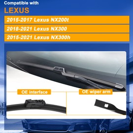 RAINTOK Windshield Wiper Blades Replacement for 2015 2016 2017 Lexus NX200t / 2018 2019 2021 Lexus NX300 / 2015-2021 Lexus NX300h Front Rear Wipers Blade Set for My Car - 26" 16" 12" (Pack of 3)