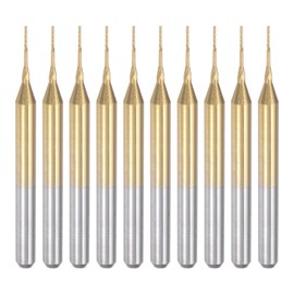 sourcing map 10Pcs 0.5mm Titanium Coat Carbide End Mill Engraving Milling Cutter CNC Router Bits for PCB Machine, 1/8" Shank