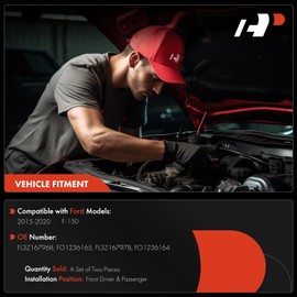 A-Premium Front Driver and Passenger Hood Hinges Compatible with Ford F-150 F150 2015 2016 2017 2018 2019 2020, Front Left and Right Side, 2-PC Set, Replace# FL3Z16796B, FL3Z16797B