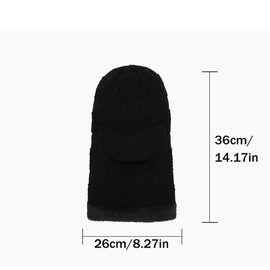 Dinghaole Winter Knitted Hats, Balaclava Winter, Wool Hats for Men and Women, Windproof Warm Winter Hat, Unisex Warm Ski Face Mask for Outdoor Sports, black, Unit size