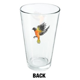 LOGOVISION Baltimore Oriole Watercolor Northeastern Bird 16 oz Pint Glass, Tempered Glass, Printed Design & A Perfect Fan Gift | Great for Cold Beverages, Soda, Water