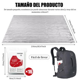 STRDIT Juego de 16 Manta Térmica para Supervivencia al Aire Libre, Mantas Térmicas Emergencia, Manta Termica Campismo, Emergency Blanket de Mylar, Resistente Agua y Sol, Cálido