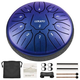 [Free Shipp] LEKATO Steel Tongue Drum [Brand Guarantee ],6 inch 8 Note/11 Note Handpan Beginner Rain Drum Percussion ,for Musical Education Zen Meditation Yoga Deep Sleep,Music Player Singer Friend Kid Relax Fun Girl Boy Gift Idea Musical Experience:_Blue