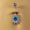 Aquamarine Cz Stone Round Center with Sun Flower Design Rose