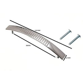 2 x DIMPLED D Shape Cupboard Drawer Handles 96MM Chromed Metal + Screws
