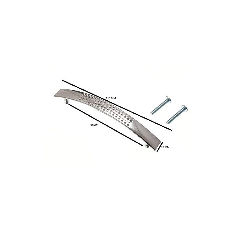 2 x DIMPLED D Shape Cupboard Drawer Handles 96MM Chromed