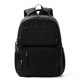 SEAFEW School Backpack for Men Women College High School Bag Lightweight Laptop Bookbag Water Resistant Casual Daypack for Boys Girls for Travel Work C1- Black