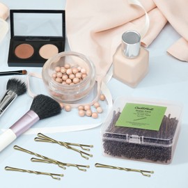 OudaHeat 400pcs Thin Gold Bobby Pins,1.97 inches Hair Pins for Women Girls and Kids, Reusable Super Grip Straight Hairpins for All Hair Types with Storage Box