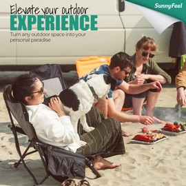 SUNNYFEEL Low Folding Beach Chair for Adults, Portable Lightweight Sling Beach Camping Chairs with Cup Holder, Armrest,Foldable Camp Lawn Chair for Outdoor Sand Concert Travel Sport Events,300LBS