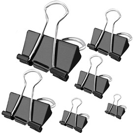 100pcs Foldback Clips Assorted Size Binder Paper Clamp Clips Black Stationery Clips - 6 Sizes 15mm 19mm 25mm 32mm 41mm 51mm